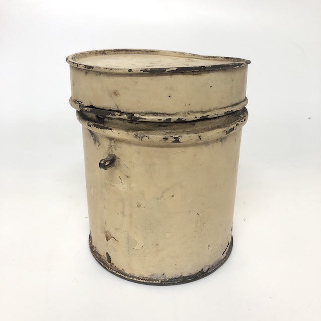 CANNISTER, Cream Metal Caddy - Aged